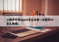 小程序开发appid怎么注册（小程序id怎么使用）