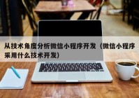 从技术角度分析微信小程序开发（微信小程序采用什么技术开发）