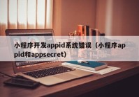 小程序开发appid系统错误（小程序appid和appsecret）