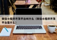 微信小程序开发平台叫什么（微信小程序开发平台是什么）