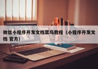 微信小程序开发文档菜鸟教程（小程序开发文档 官方）