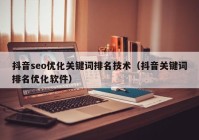 抖音seo优化关键词排名技术（抖音关键词排名优化软件）