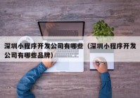 深圳小程序开发公司有哪些（深圳小程序开发公司有哪些品牌）