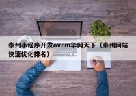 泰州小程序开发ovcm华网天下（泰州网站快速优化排名）